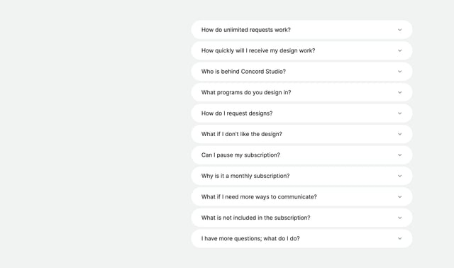 Concord Studio FAQ Accordion Preview
