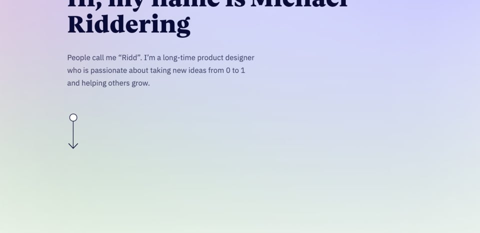 Scroll Hint section on Michael Riddering section design