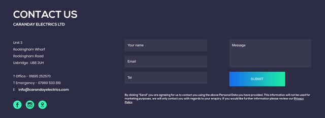 Caranday Electrics Contact Form Preview