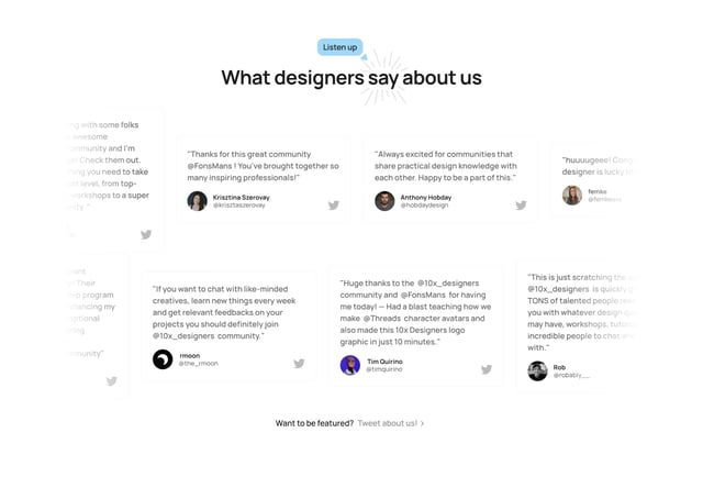 10x Designers Testimonial Tweets Preview