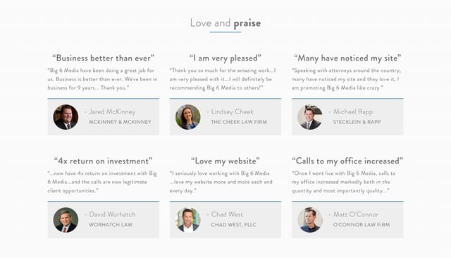 Big 6 Media Testimonials Preview