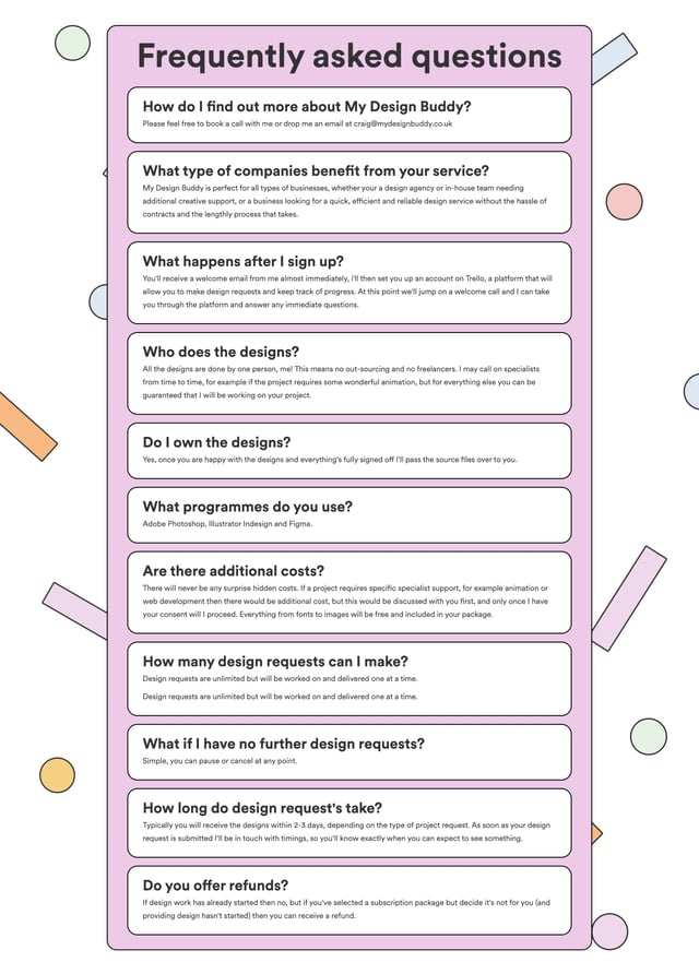 My Design Buddy FAQ Grid Preview
