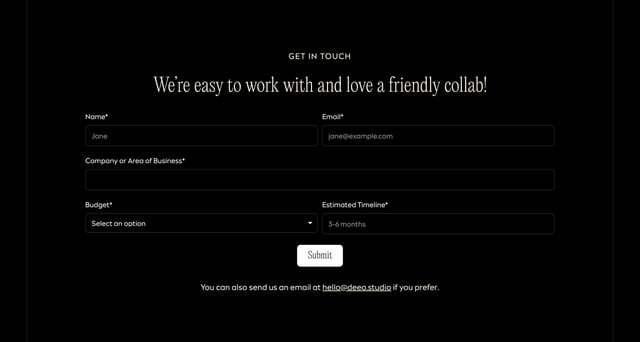 DEEO Contact Form Preview