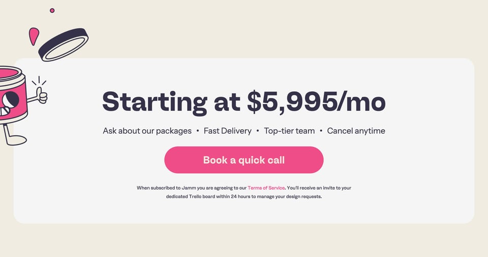 Pricing Table section on Jamm section design