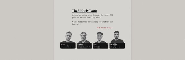 The Unholy Project Team Section