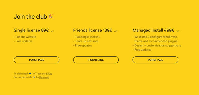 Invisible Folio Pricing Table Preview