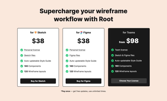 Root UI Kit Pricing Table Preview