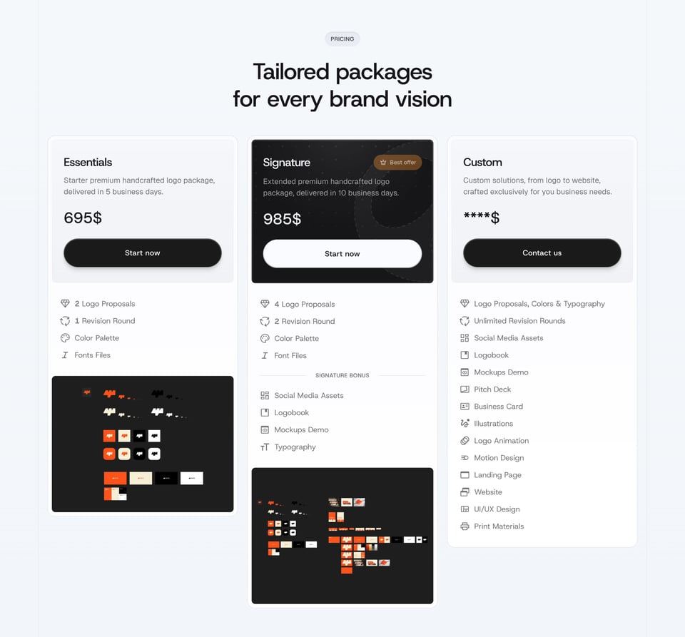 Pricing Table section on LogoPoint section design