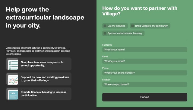 Village Contact Form Preview