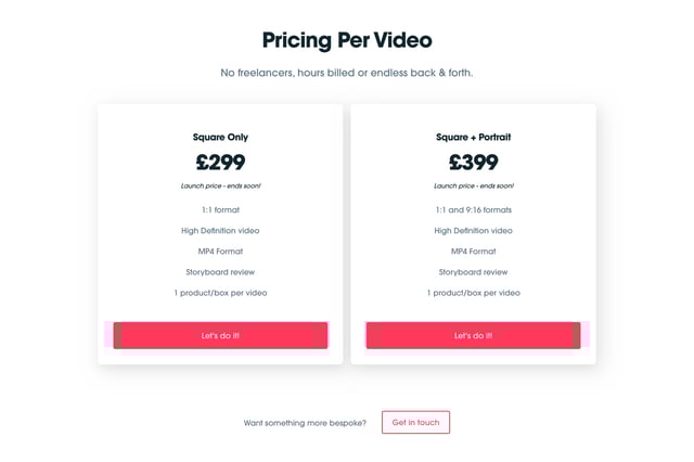 Unboxshot Pricing Table Preview