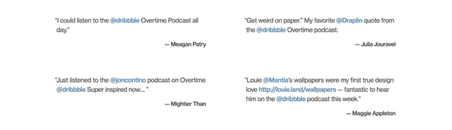 Dribbble 2017 Year In Review Testimonials Preview