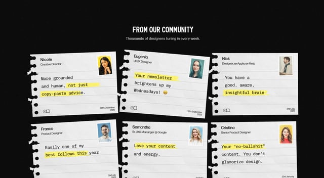 Rectangles.fm Testimonials Grid Preview
