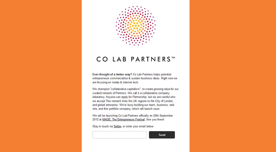 Waitlist or Beta Sign Up section on Co Lab Partners section design