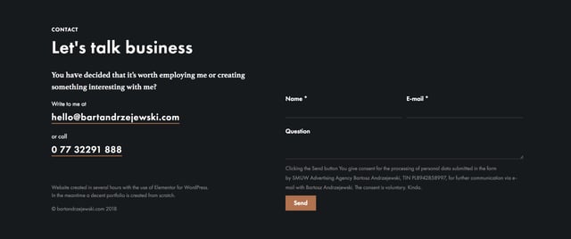 Bart Andrzejewski Contact Form Preview