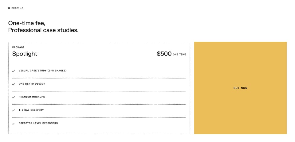 Pricing Table section on TagTeam section design