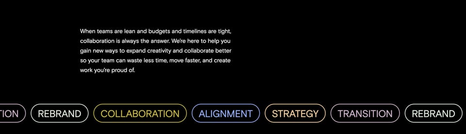Services List section on Saint Friend Collab section design