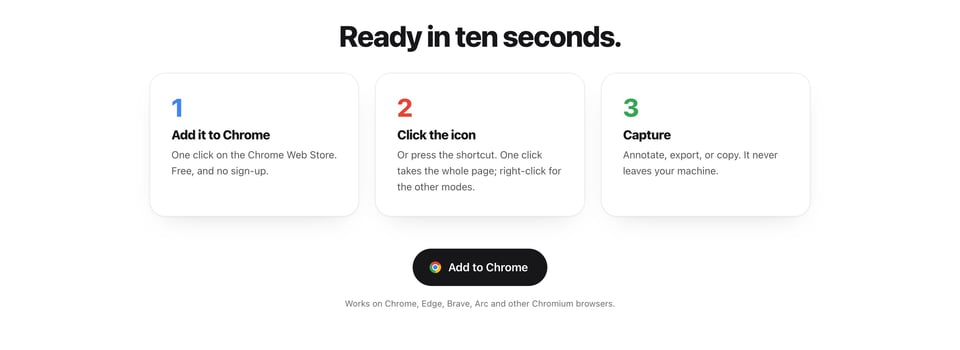 Call-To-Action Footer section on OpenScreenShot section design