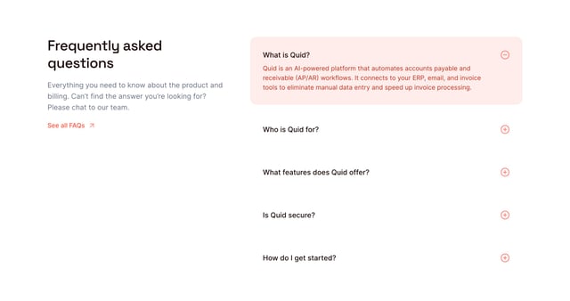 Quid AI FAQ Accordion Preview