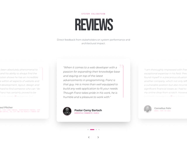 Franz Wiebe Testimonial Slider Preview