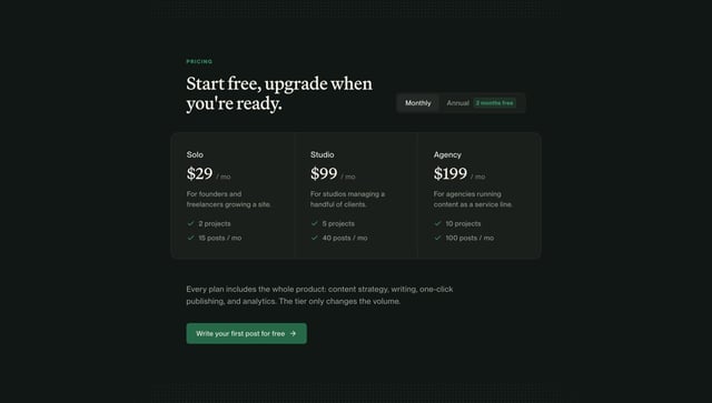 Canopy Pricing Table Preview