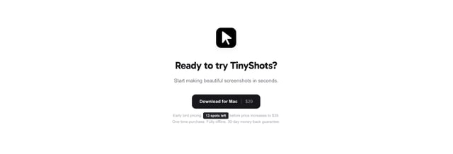 TinyShots Call-To-Action Section