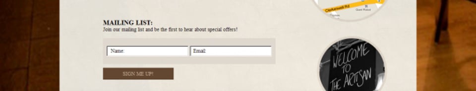 Newsletter section on The Artisan of Clerkenwell section design