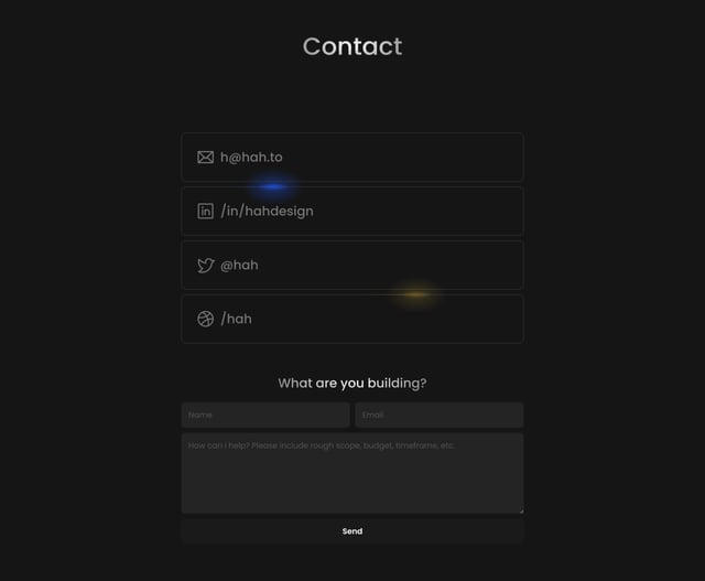 Hunter Hastings Contact Form Preview