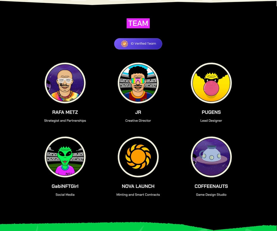 Team section on Punkstars section design