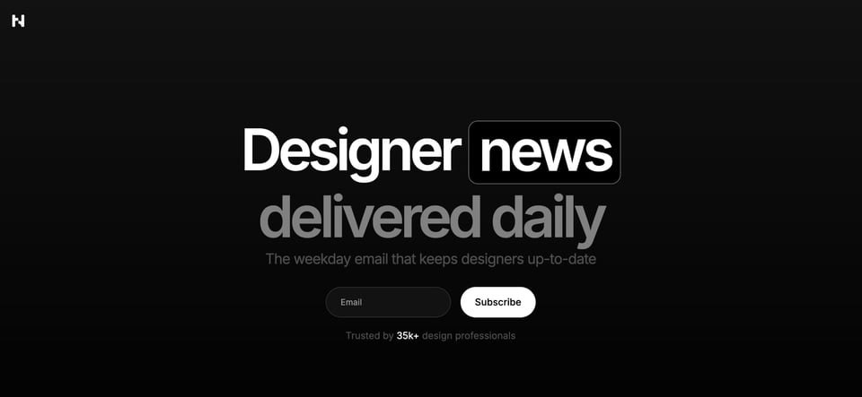 Lead Capture Hero section on Today in Design section design