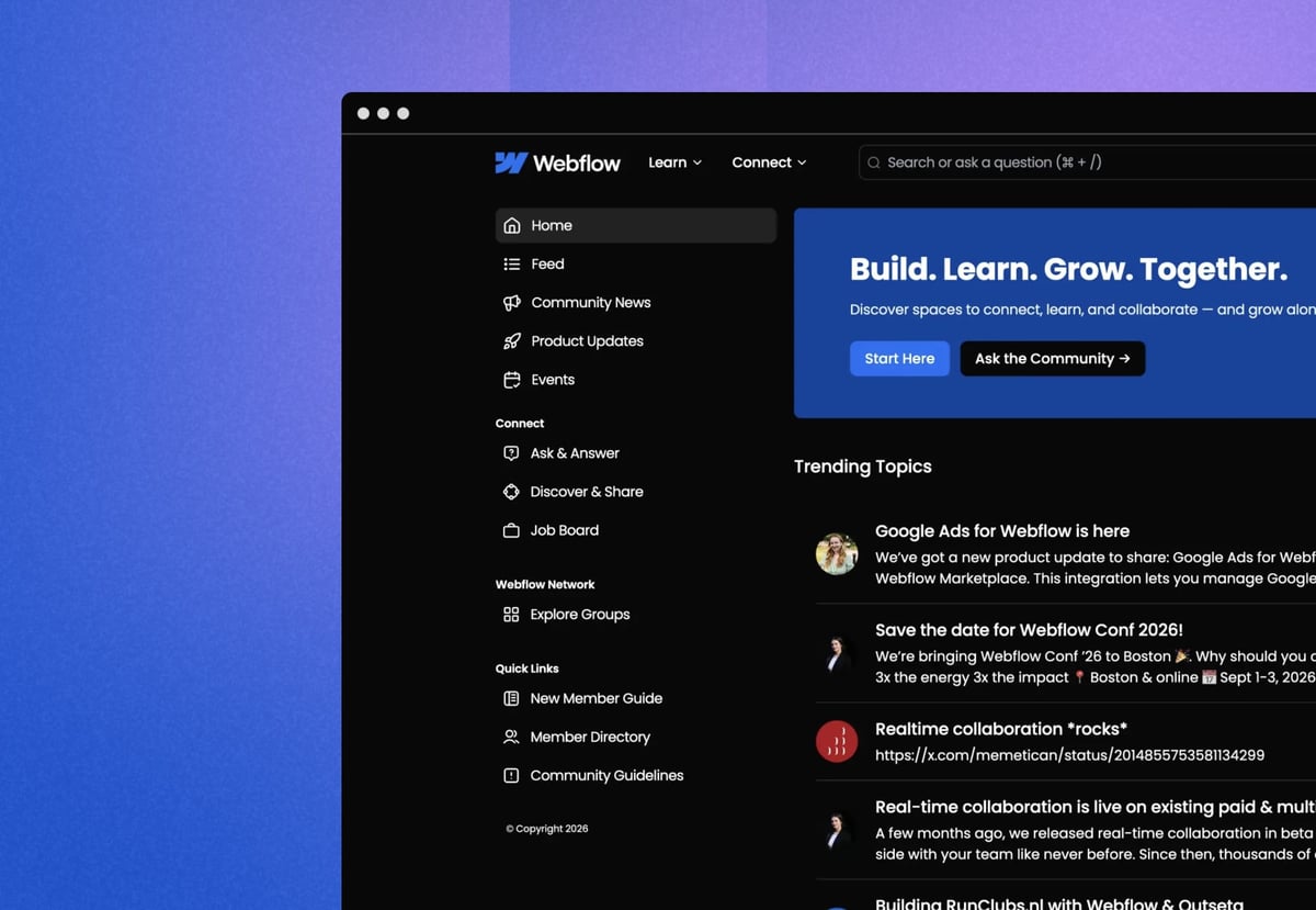  New Webflow Community homebase