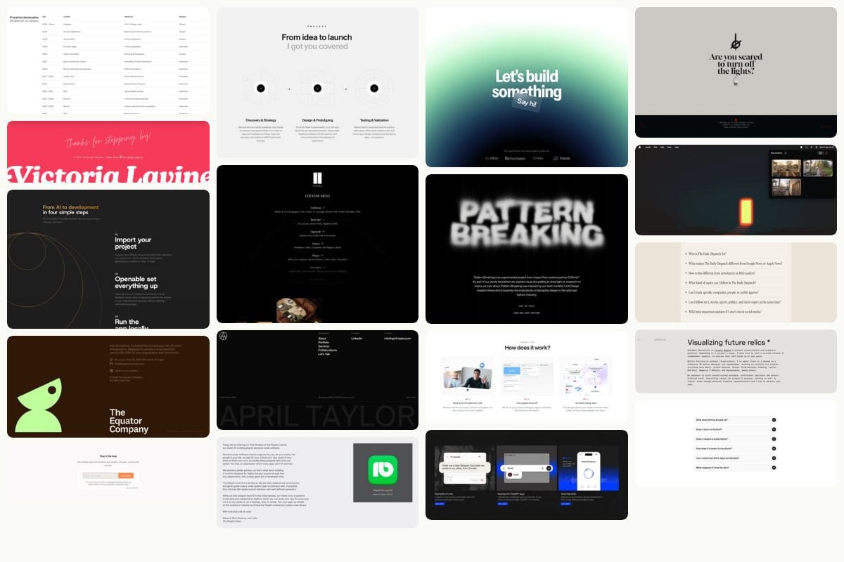 Recent one-page section examples on One Page Love