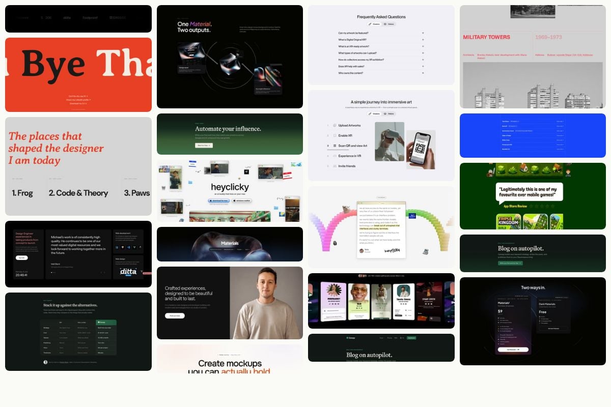 Recent one-page section examples on One Page Love