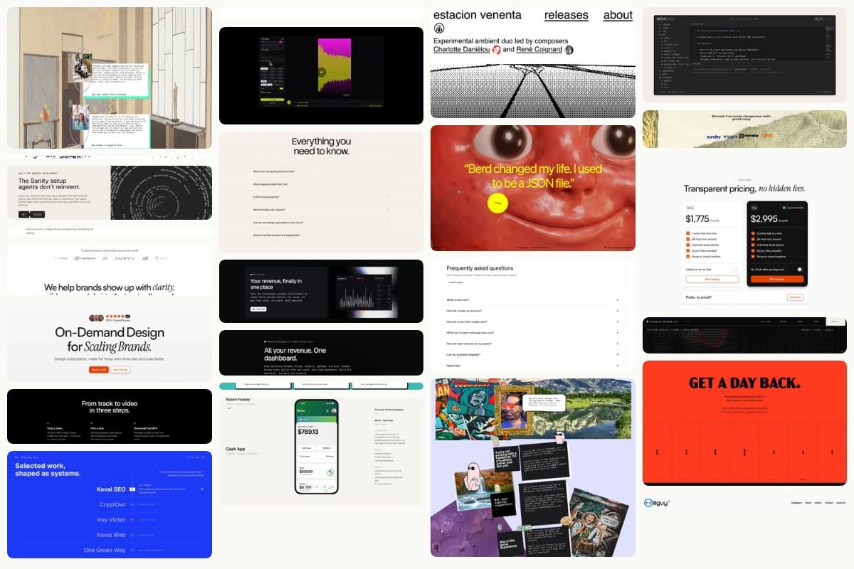 Recent one-page section examples on One Page Love