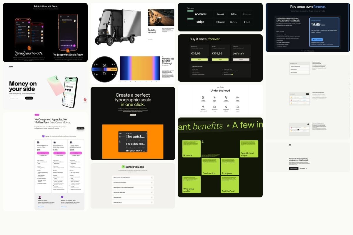 Recent one-page section examples on One Page Love