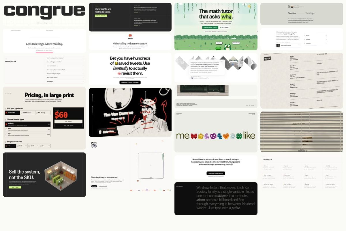 Recent one-page section examples on One Page Love