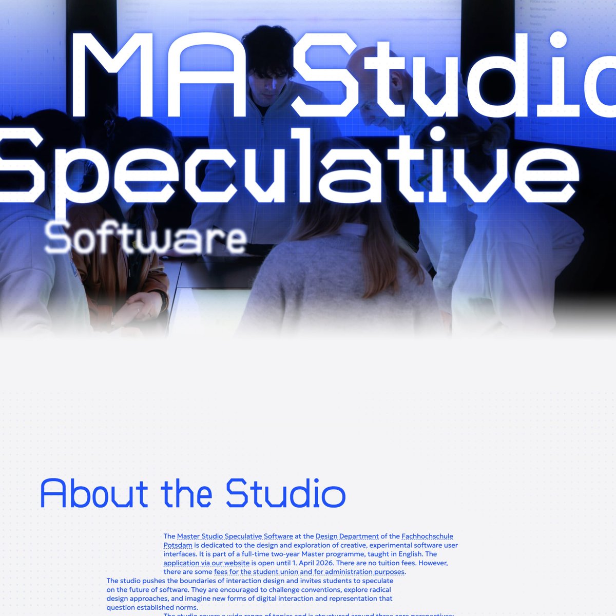 Website Inspiration: MA Studio Speculative Software