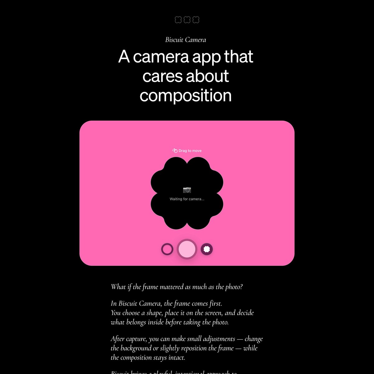 Website Inspiration: Biscuit Camera