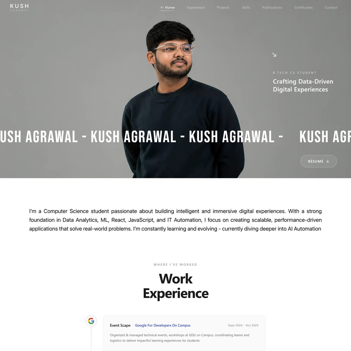 Website Inspiration: Kush Agrawal