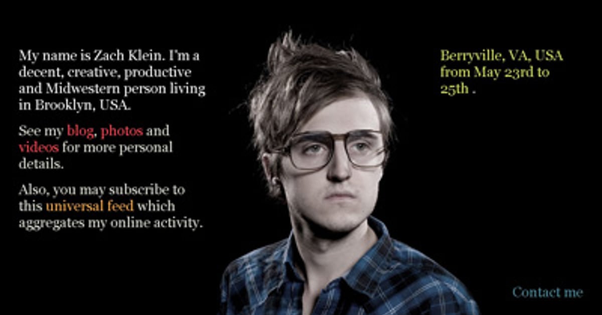 Zach Klein — One Page Website Award