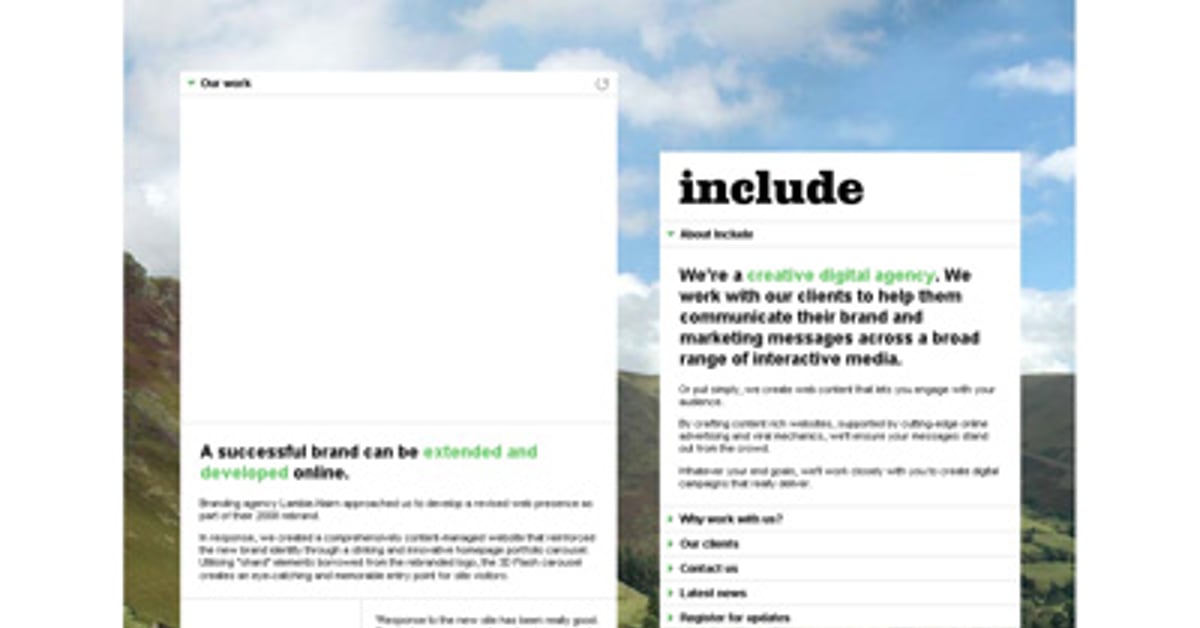 Include — One Page Website Award