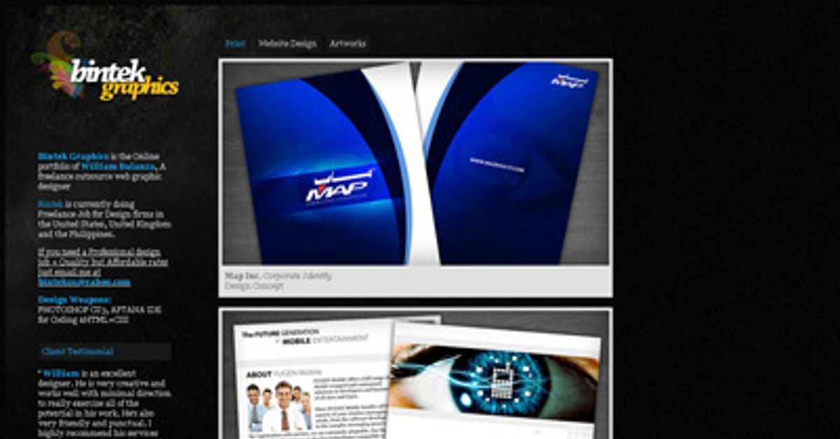 Bintek Graphics — One Page Website Award