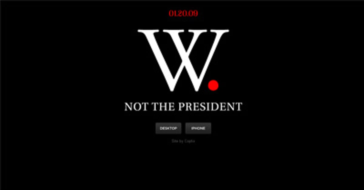 W Not W. Not the President — One Page Website Award