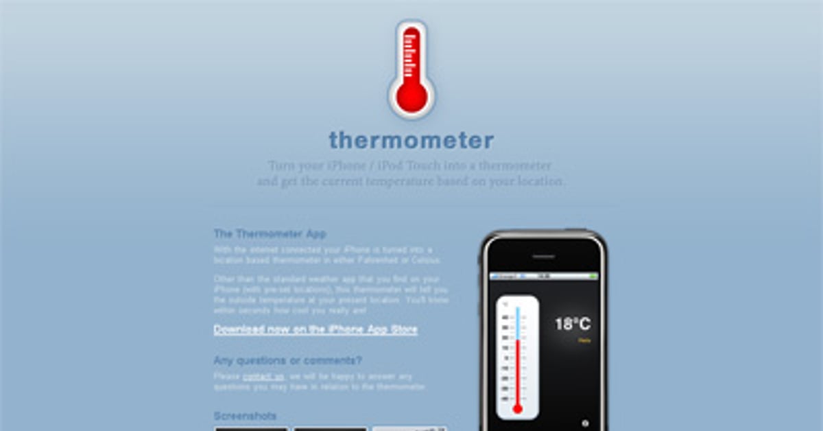 Thermometer App — One Page Website Award