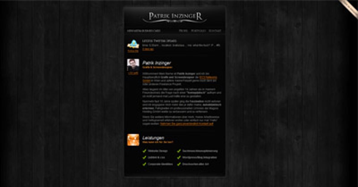 Pat Inzer Patrik Inzinger — One Page Website Award