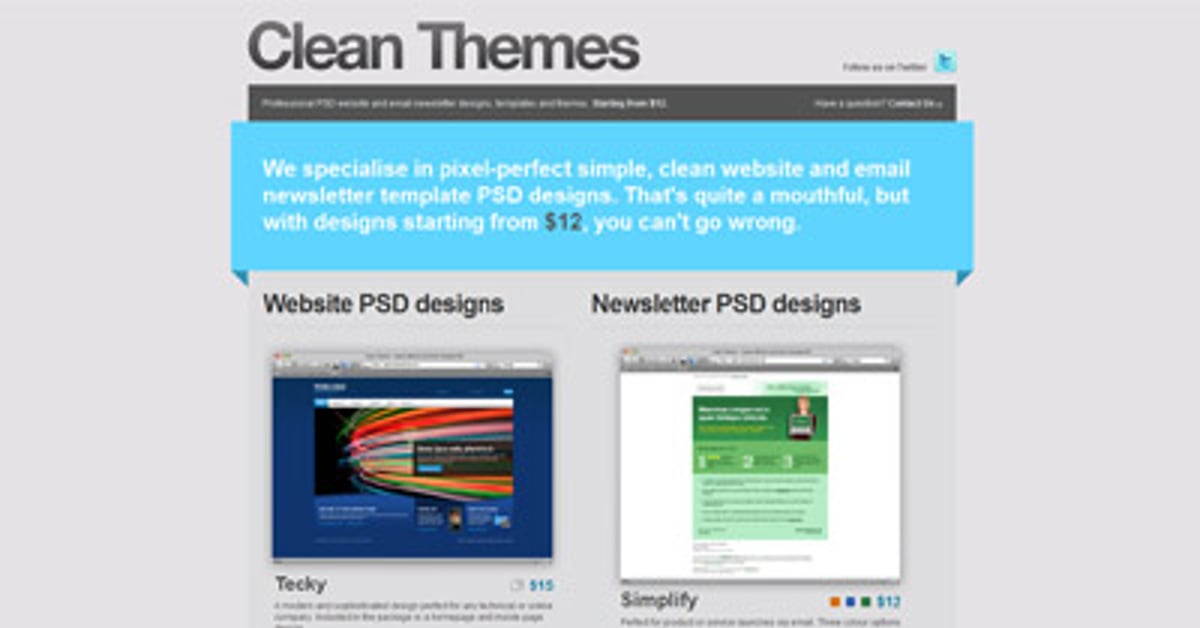 Clean Themes — One Page Website Award