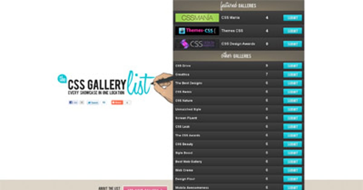 The CSS Gallery List — One Page Website Award