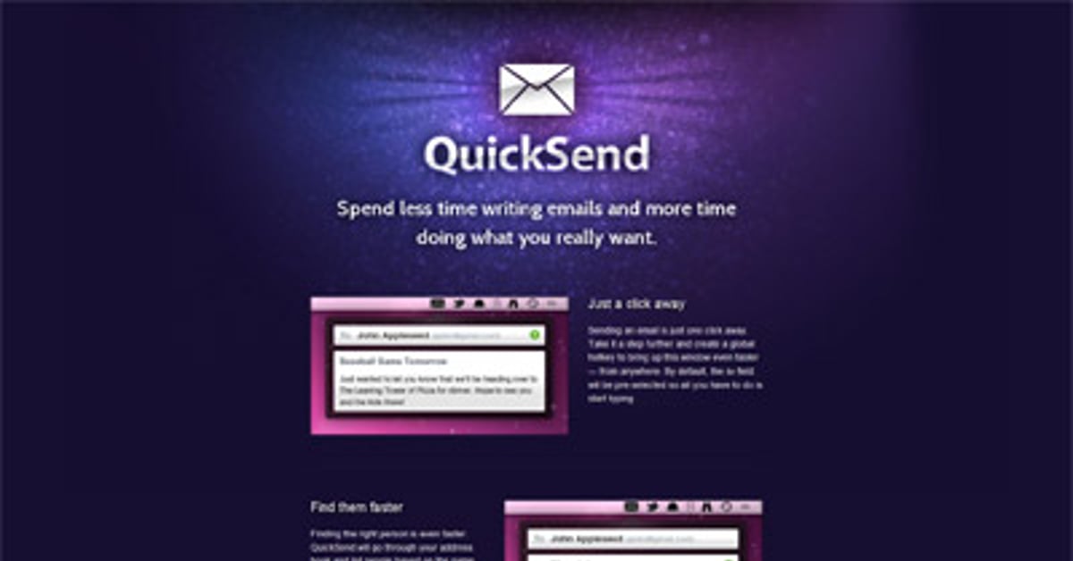 Quick Send Pro QuickSend — One Page Website Award
