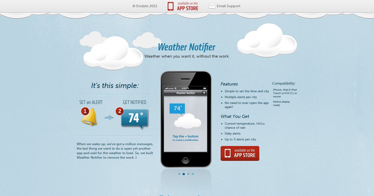 Weather Notifier — One Page Website Award
