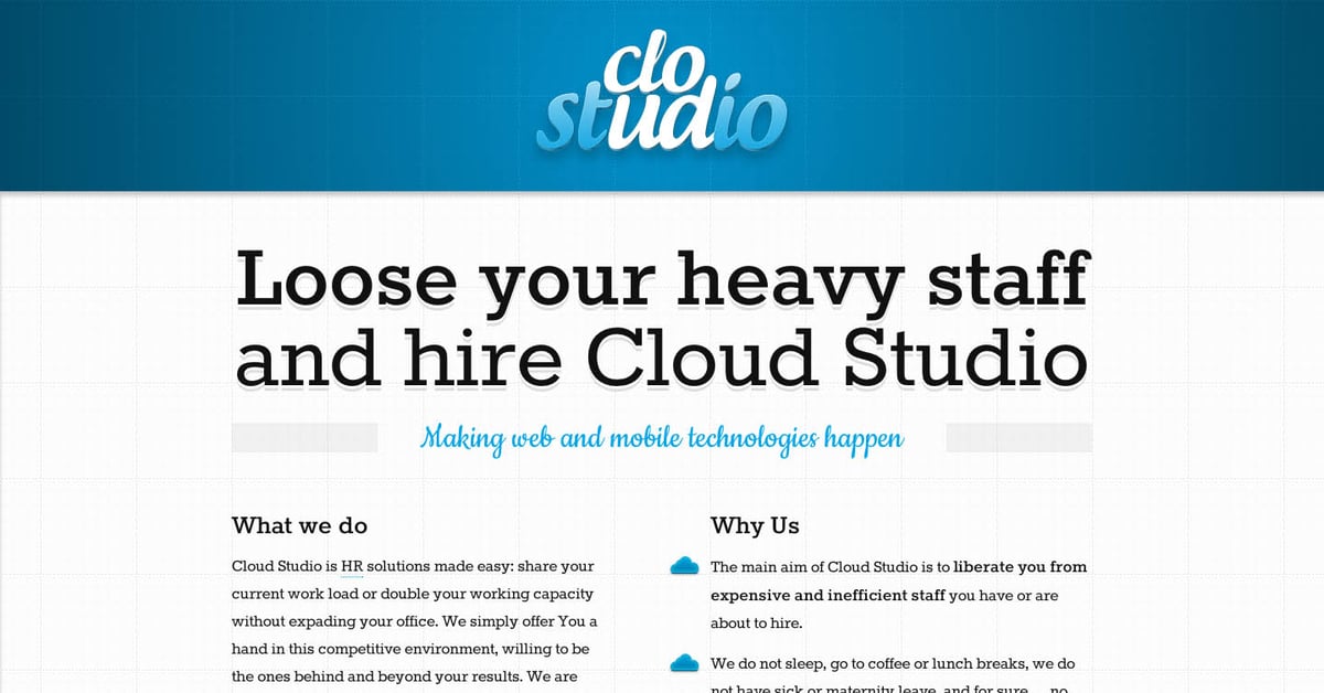 Cloud Studio — One Page Website Award
