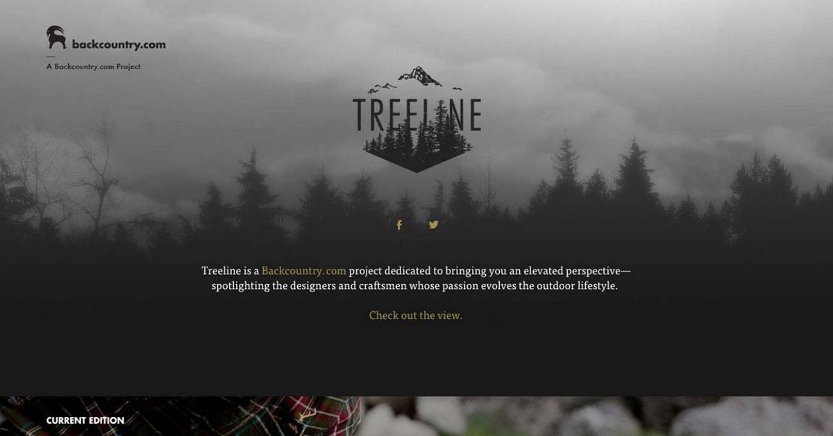 Website Tree Line Treeline, A Backcountry.com Project — One Page Website Award